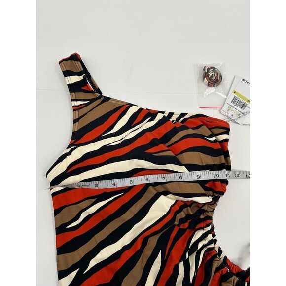 NWT MICHAEL Michael Kors MM8P074 Terracotta Zebra Print Swimsuit Women's 4 - Picture 7 of 9